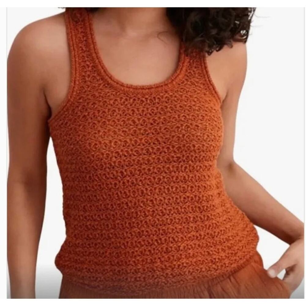 Aerie Orange Crochet Knit Tank Size XS